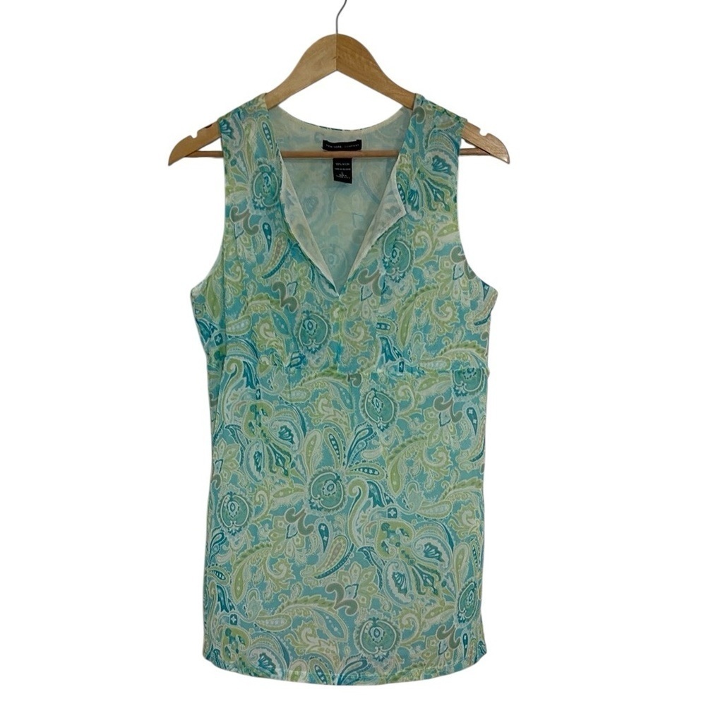 Y2K New York & Company Top, Aqua paisley, Large